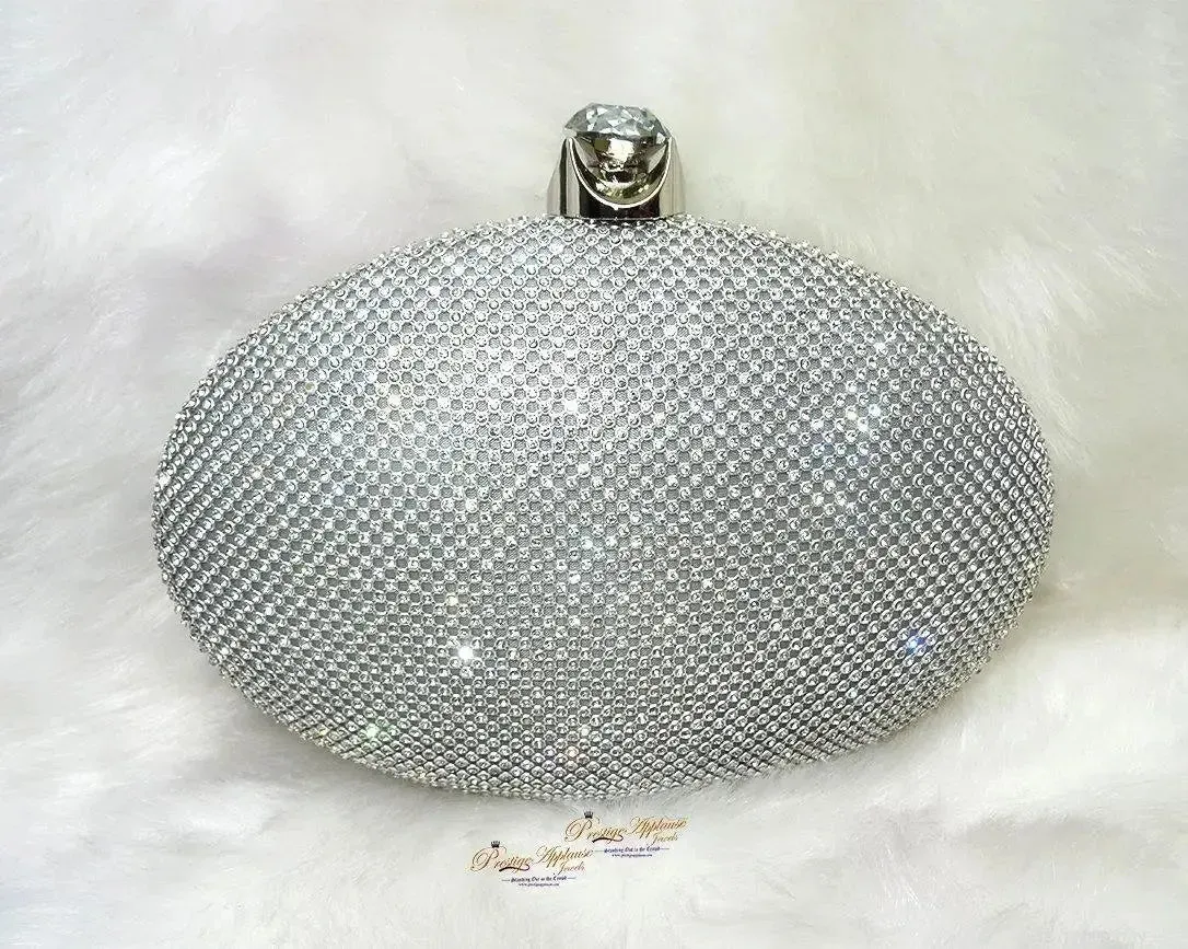 Evening Clutch Bag Gold Silver Bag for Women Floral Diamante Oval Formal Dressing Handbag for Wedding Party Prom