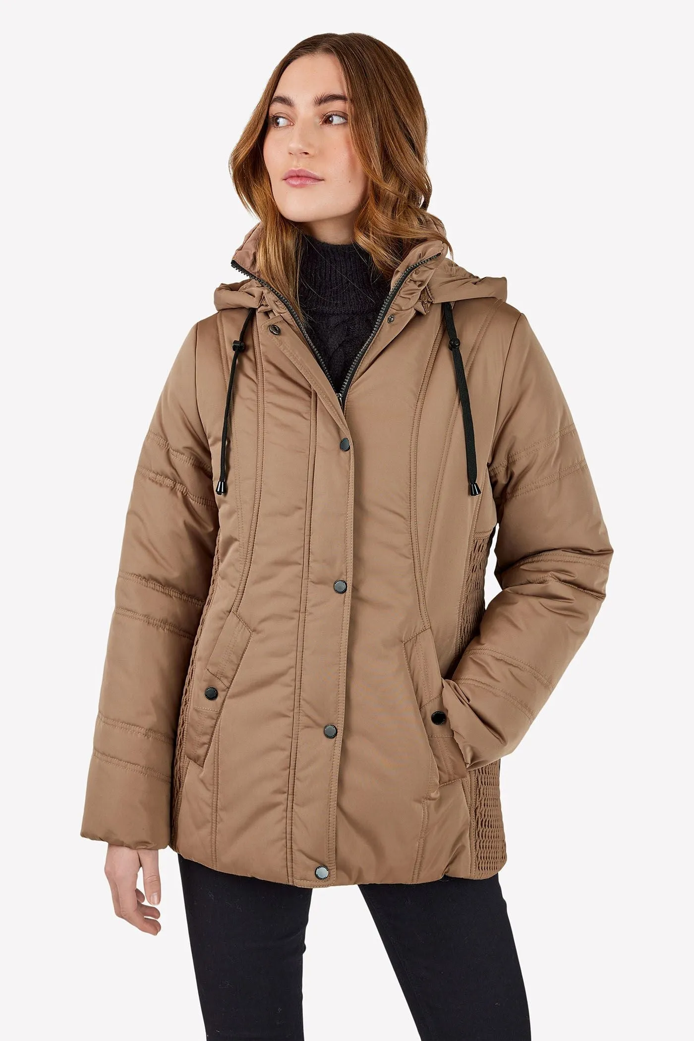 Fransden Wine Quilted Jacket with detachable hood 935