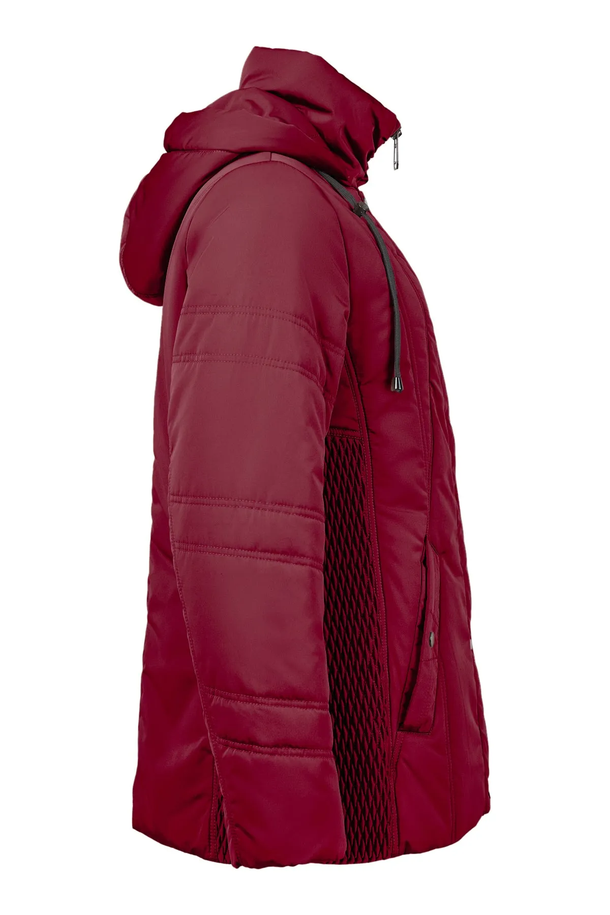 Fransden Wine Quilted Jacket with detachable hood 935