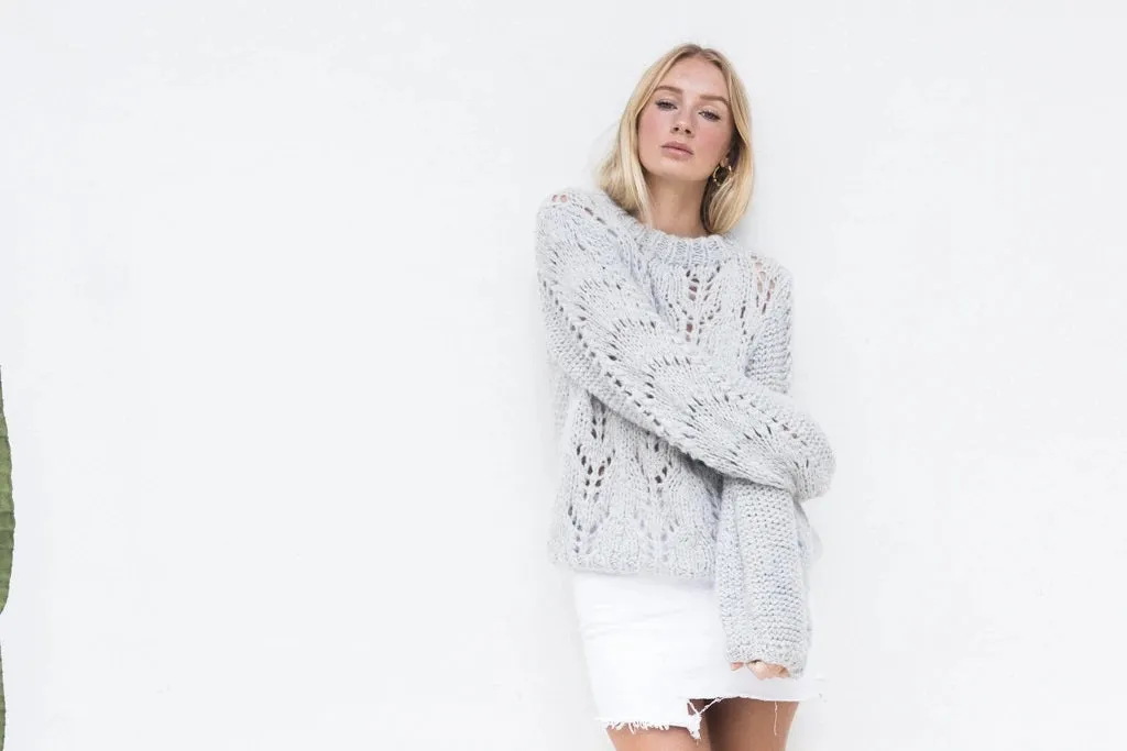 Hello Parry WOMENS LUNA MOHAIR & WOOL CHUNKY KNIT SWEATER - GREY...FLASH SALE