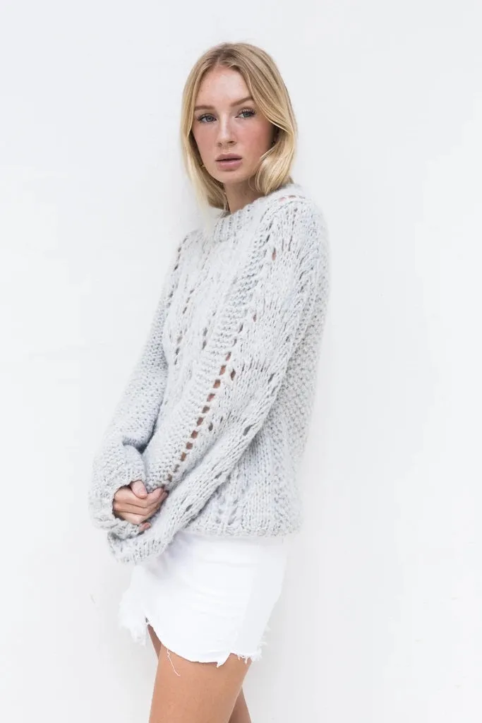 Hello Parry WOMENS LUNA MOHAIR & WOOL CHUNKY KNIT SWEATER - GREY...FLASH SALE