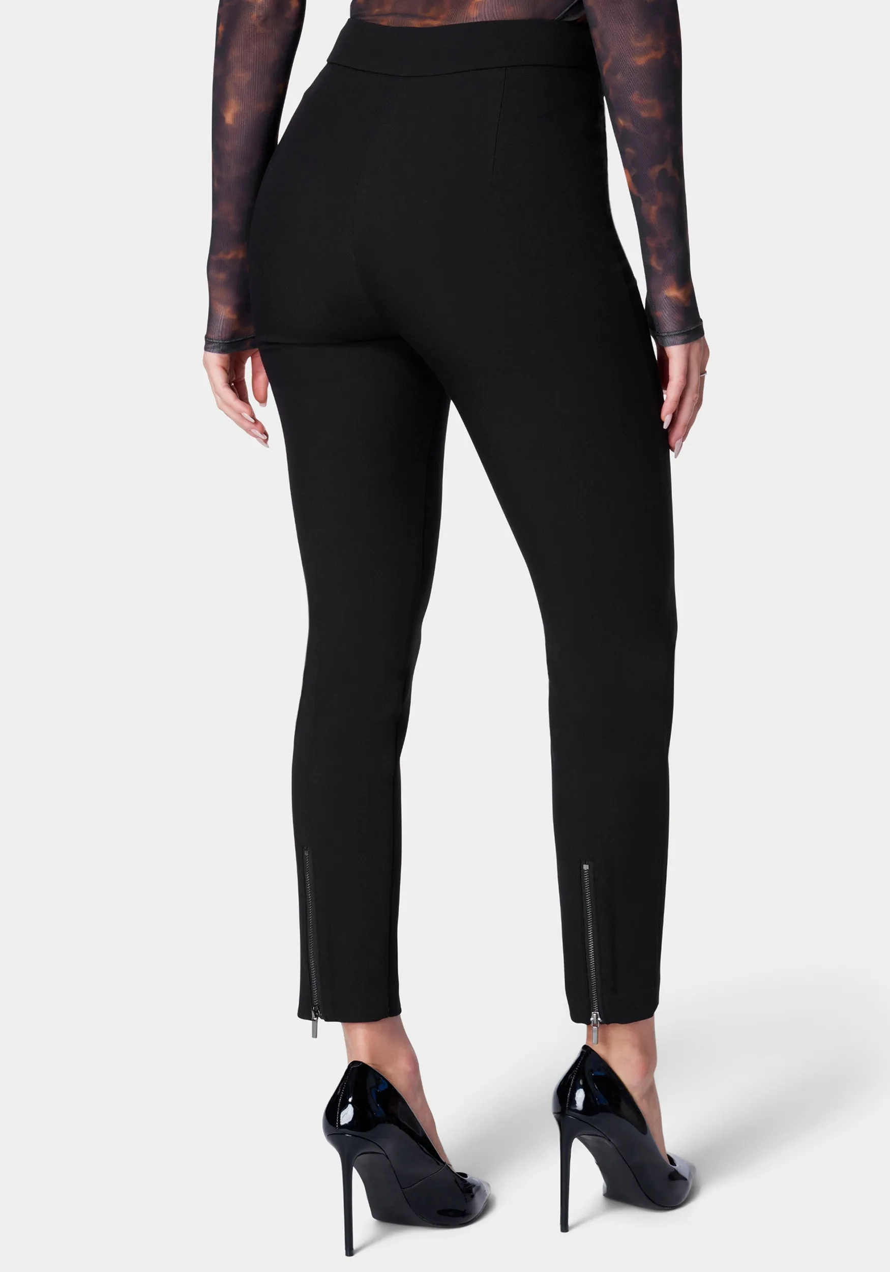 High Waist Slim Leg Tailored Twill Pant