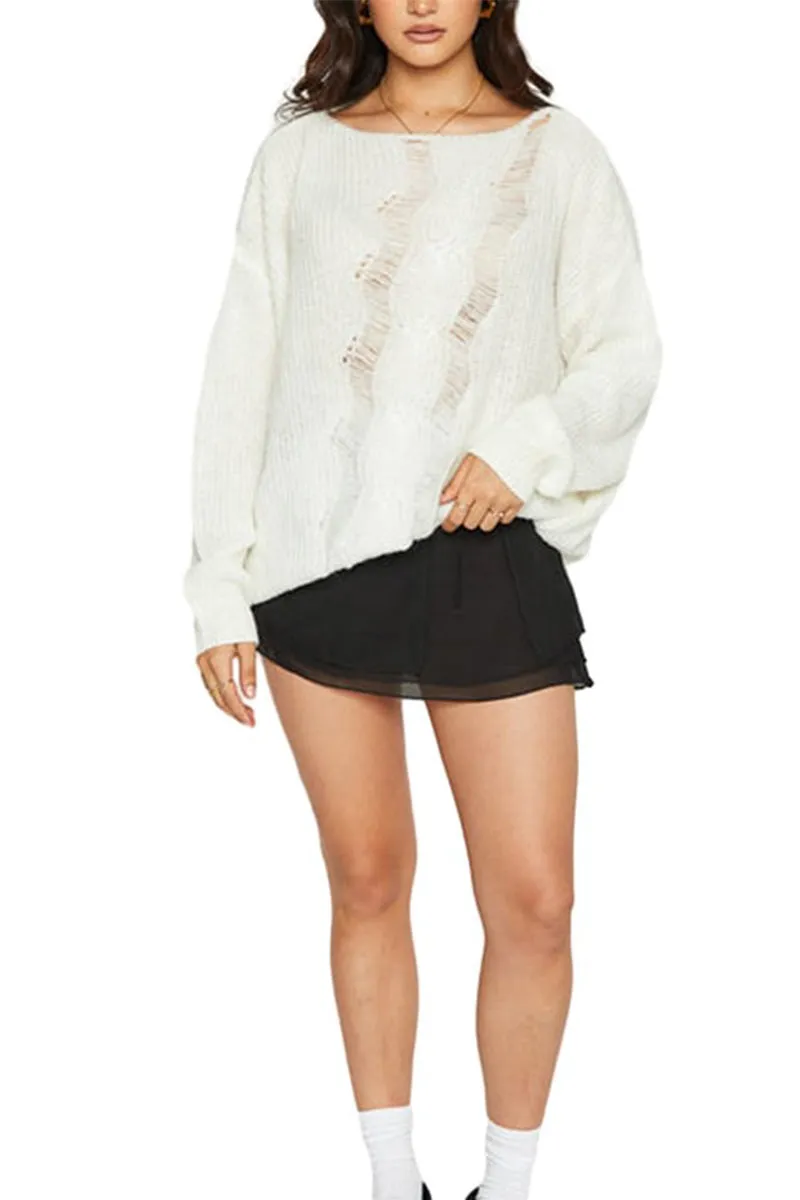 HWS1168 Frayed Charm Sweater