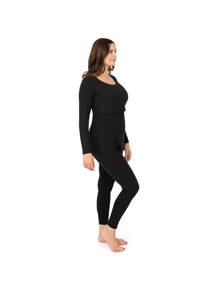 Jane Nursing Pajama Set - Black