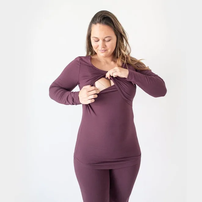 Jane Nursing Pajama Set - Burgundy Plum