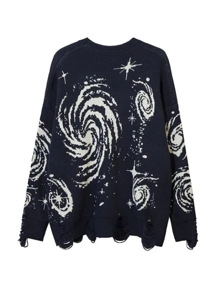 Joskaa Swirl Print Ripped Design Sweater