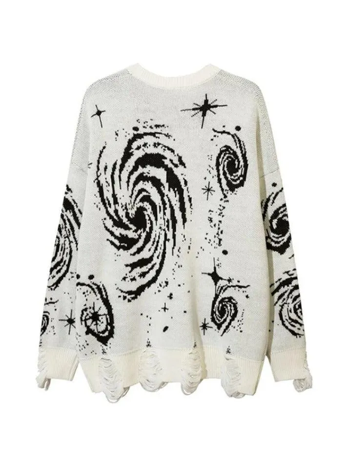 Joskaa Swirl Print Ripped Design Sweater