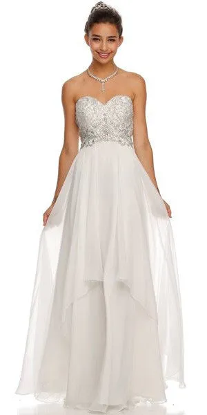 Juliet 553 Layered Strapless Sweetheart Neckline Prom Dress