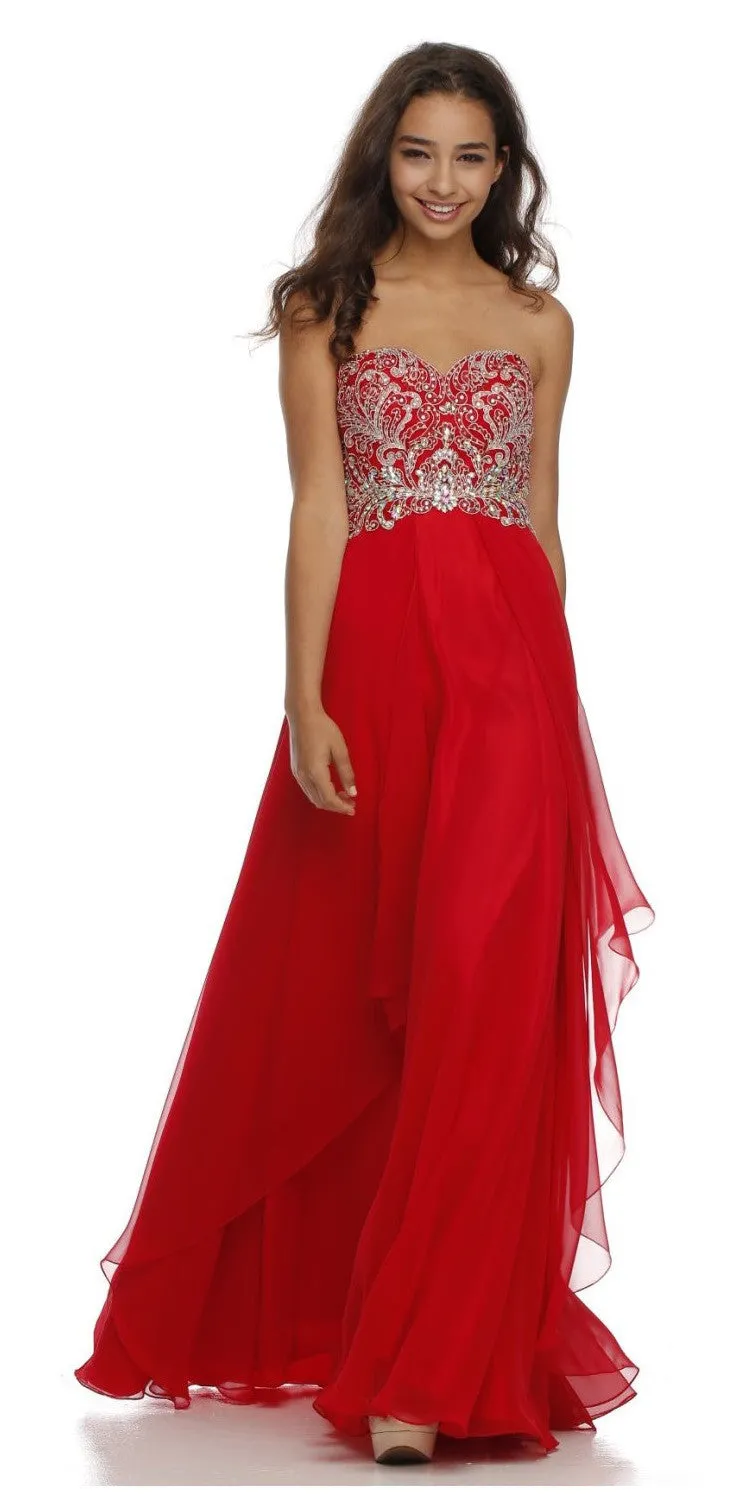 Juliet 553 Layered Strapless Sweetheart Neckline Prom Dress