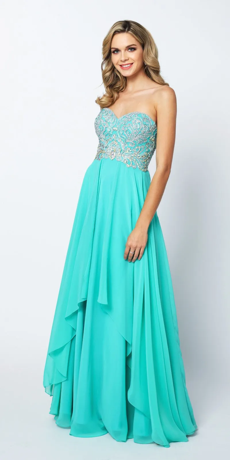 Juliet 553 Layered Strapless Sweetheart Neckline Prom Dress