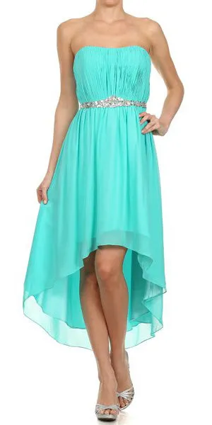 Juliet 747 Asymmetrical Strapless Ruched Bodice Dress