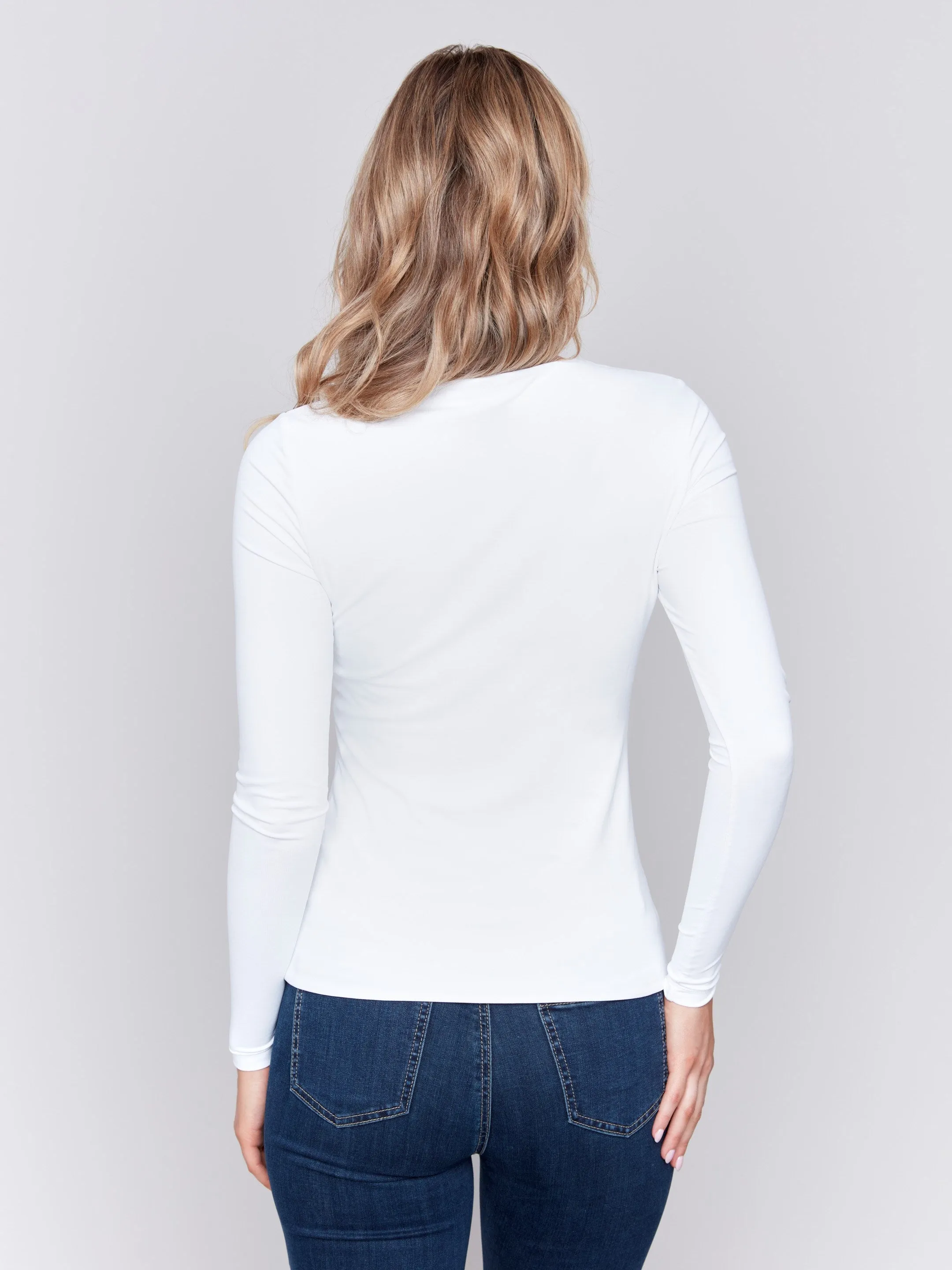 Long Sleeve Super Stretch Top - White