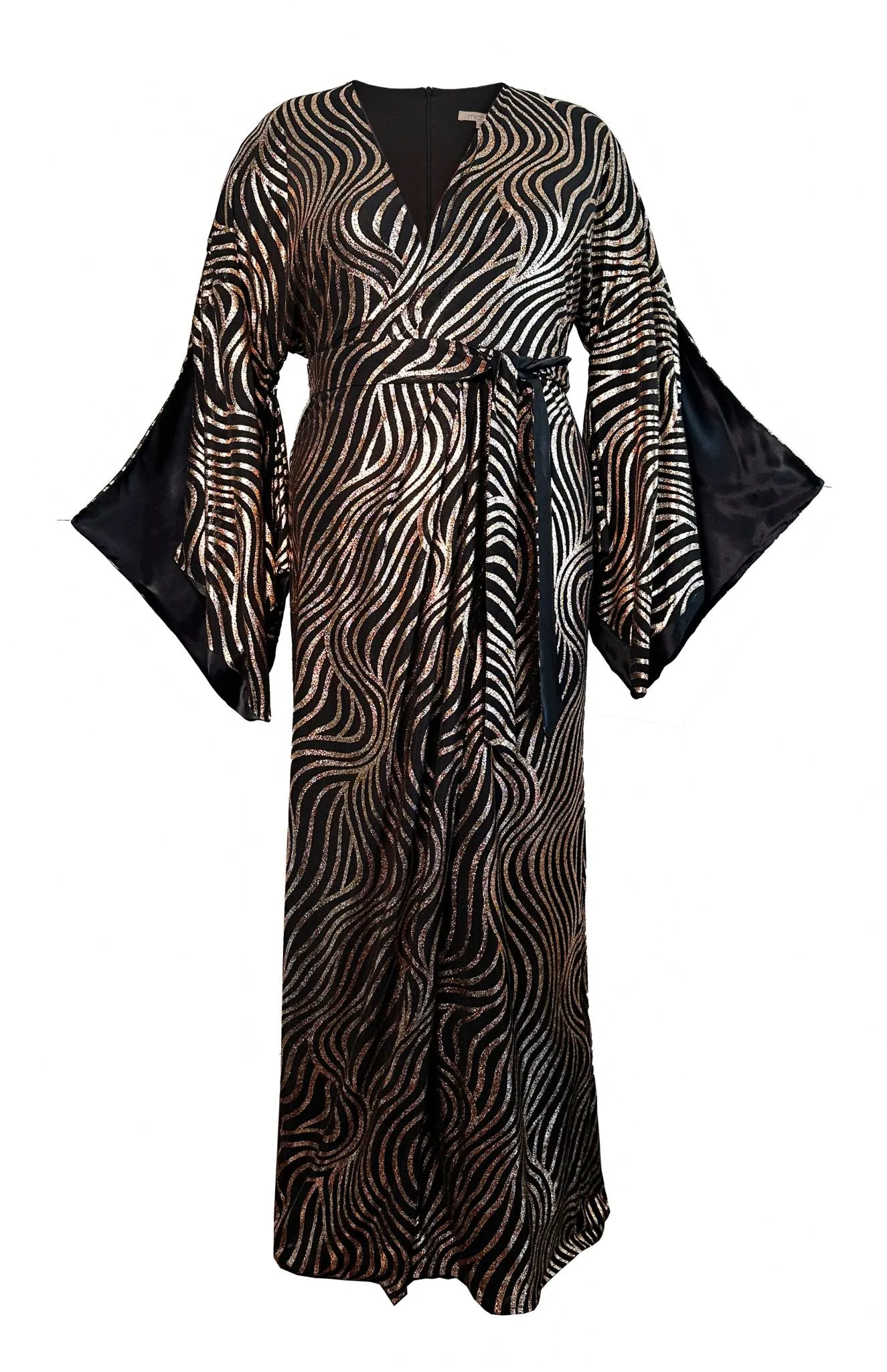 Mache | Elegant Lines: Long Curve Evening Gown with Kimono Sleeves