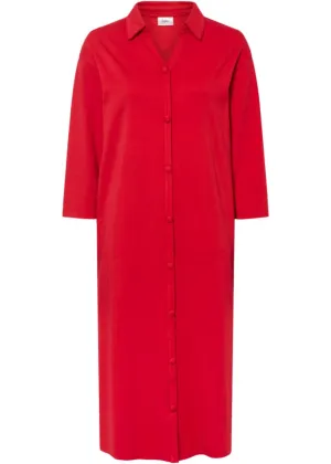 Midi length cotton shirt-blouse dress Bpc Bonprix Collection, red