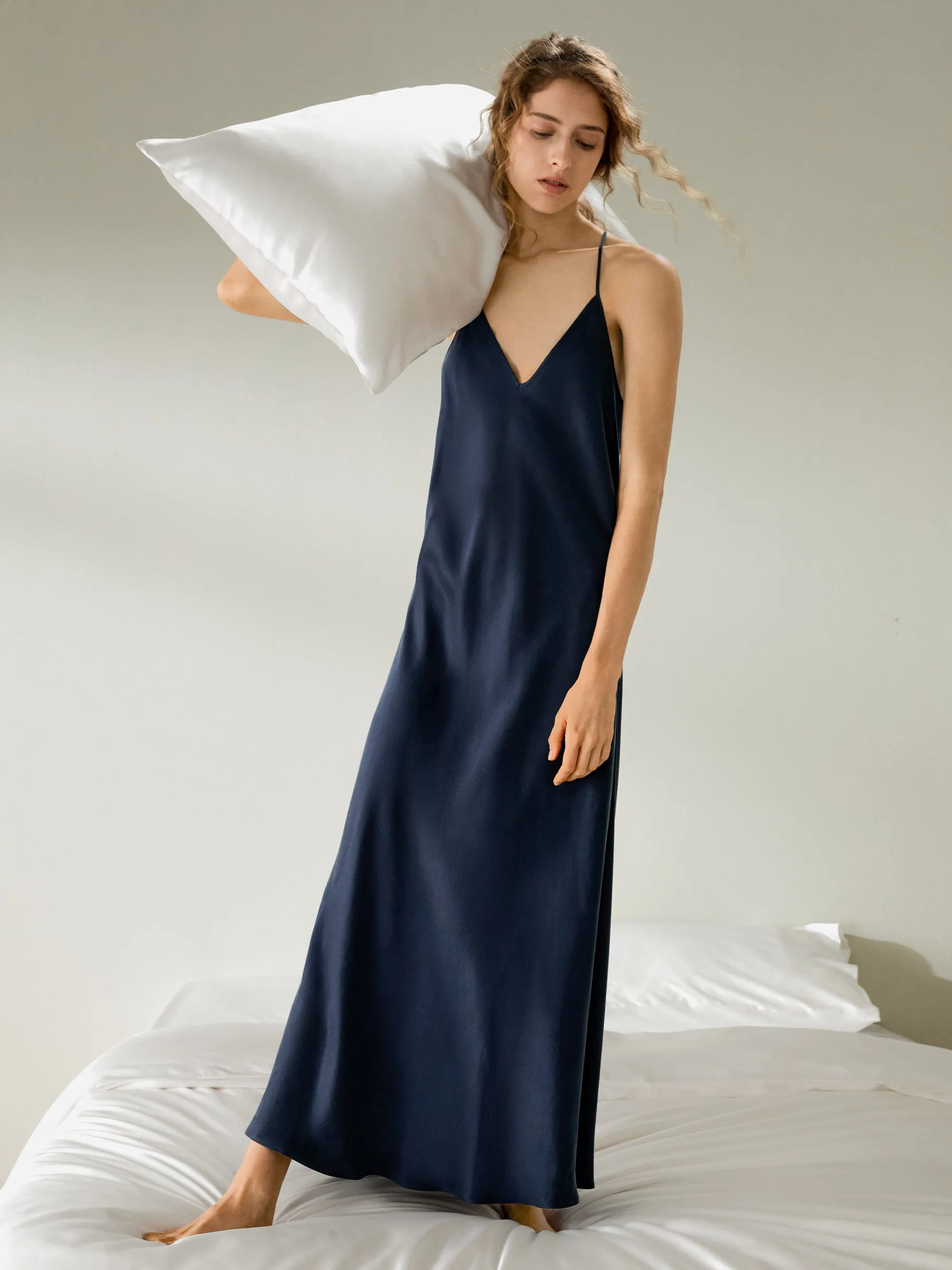 Minimalist Silk Suede Maxi Nightdress