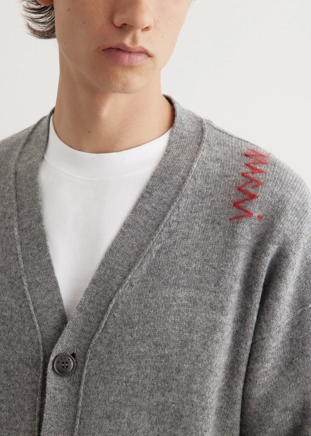 Oversized Embroidered Logo Cardigan