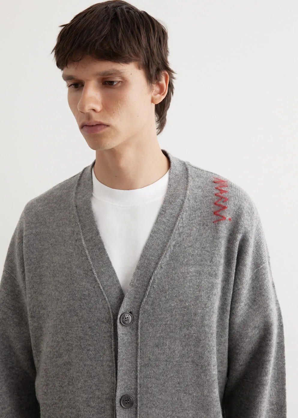 Oversized Embroidered Logo Cardigan