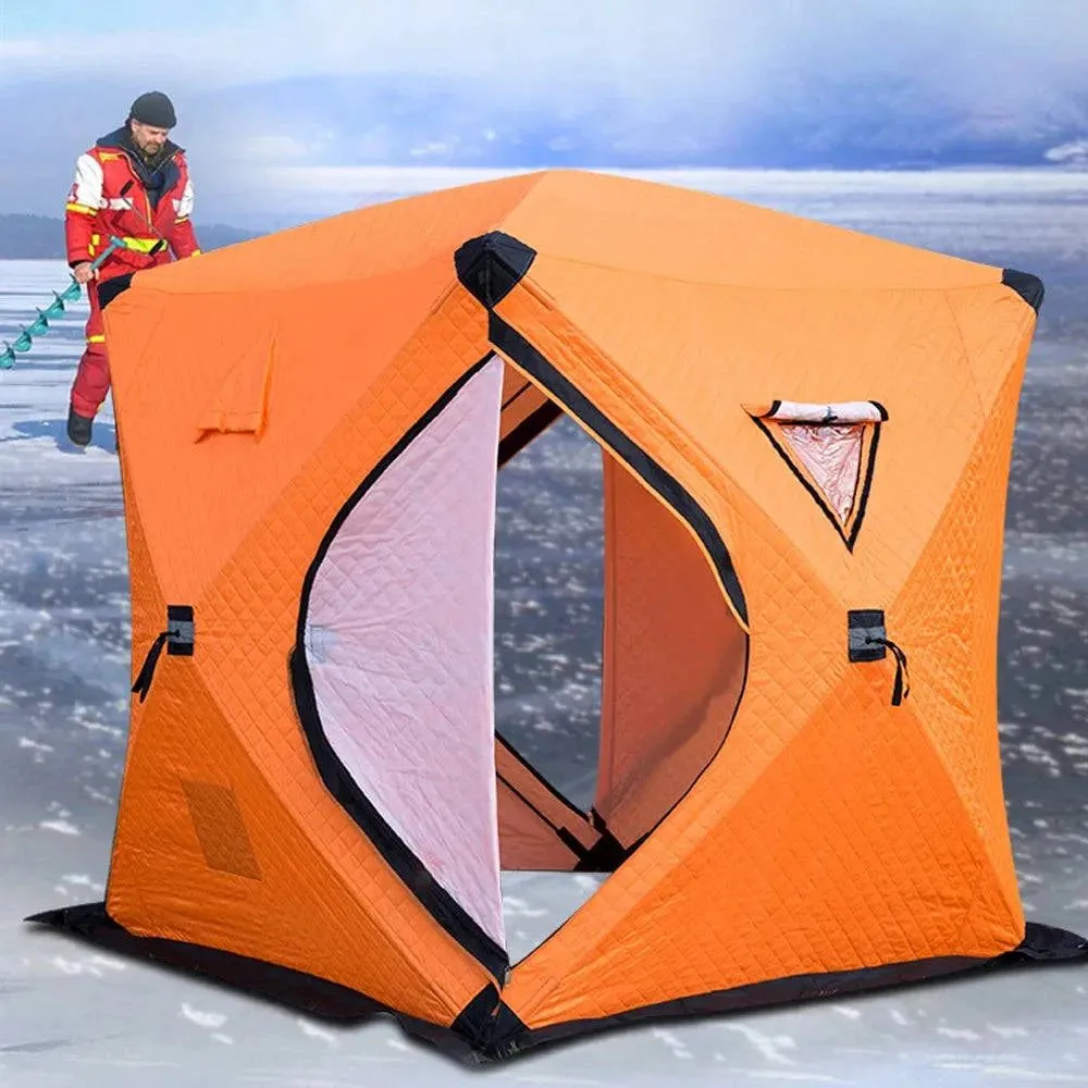 Portable Winter Ice Fishing Tent Outdoor Winter Camping Tent Thickened Warm Three-layers Cotton Shelter Waterproof Windproof