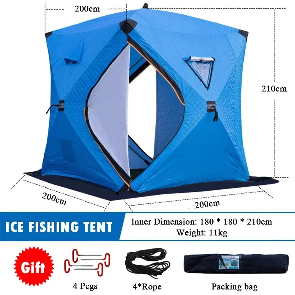 Portable Winter Ice Fishing Tent Outdoor Winter Camping Tent Thickened Warm Three-layers Cotton Shelter Waterproof Windproof