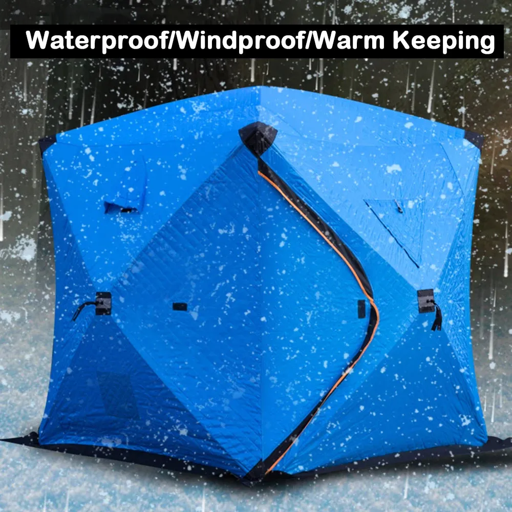 Portable Winter Ice Fishing Tent Outdoor Winter Camping Tent Thickened Warm Three-layers Cotton Shelter Waterproof Windproof