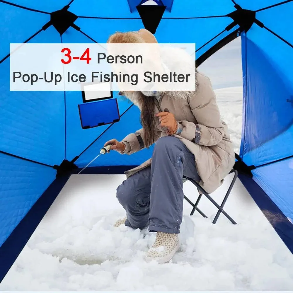 Portable Winter Ice Fishing Tent Outdoor Winter Camping Tent Thickened Warm Three-layers Cotton Shelter Waterproof Windproof