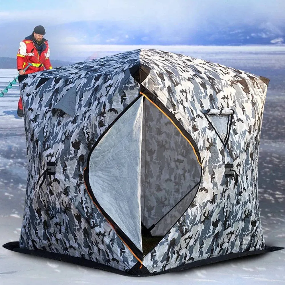 Portable Winter Ice Fishing Tent Outdoor Winter Camping Tent Thickened Warm Three-layers Cotton Shelter Waterproof Windproof