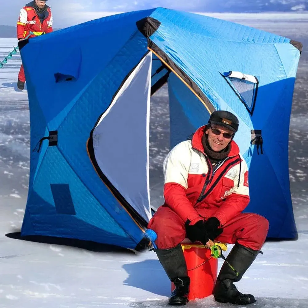 Portable Winter Ice Fishing Tent Outdoor Winter Camping Tent Thickened Warm Three-layers Cotton Shelter Waterproof Windproof