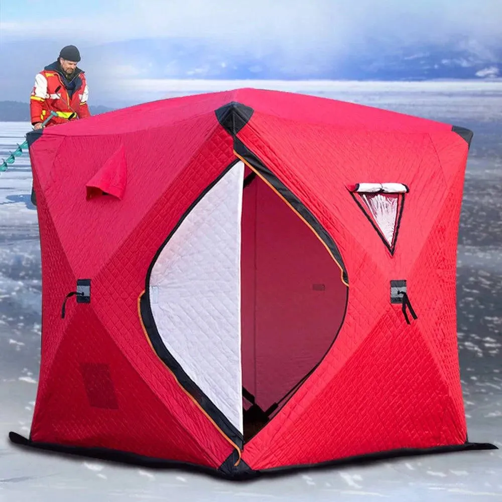 Portable Winter Ice Fishing Tent Outdoor Winter Camping Tent Thickened Warm Three-layers Cotton Shelter Waterproof Windproof