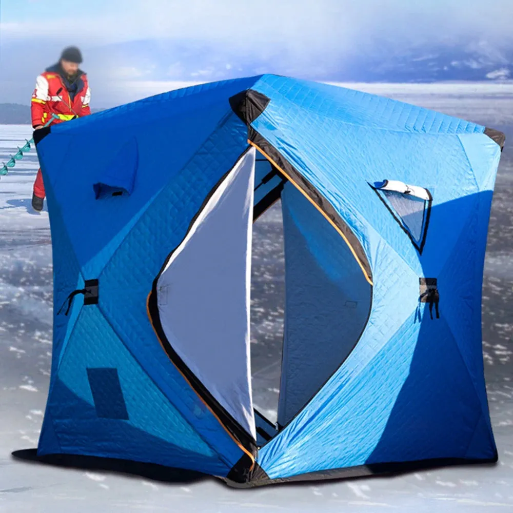 Portable Winter Ice Fishing Tent Outdoor Winter Camping Tent Thickened Warm Three-layers Cotton Shelter Waterproof Windproof