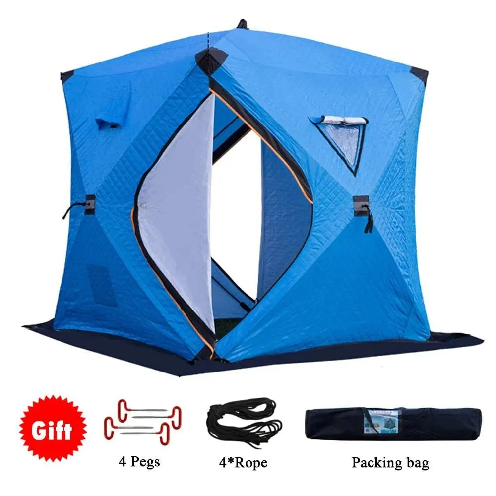 Portable Winter Ice Fishing Tent Outdoor Winter Camping Tent Thickened Warm Three-layers Cotton Shelter Waterproof Windproof