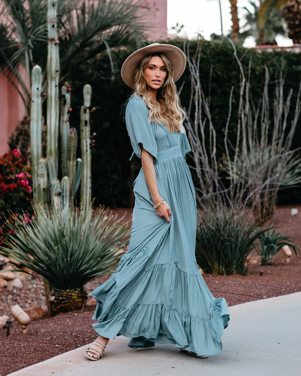 PREORDER - Seafoam Season Pocketed Tiered Maxi Dress - Seafoam