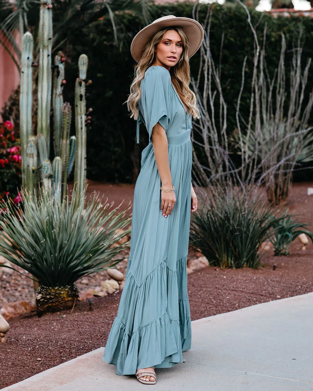 PREORDER - Seafoam Season Pocketed Tiered Maxi Dress - Seafoam