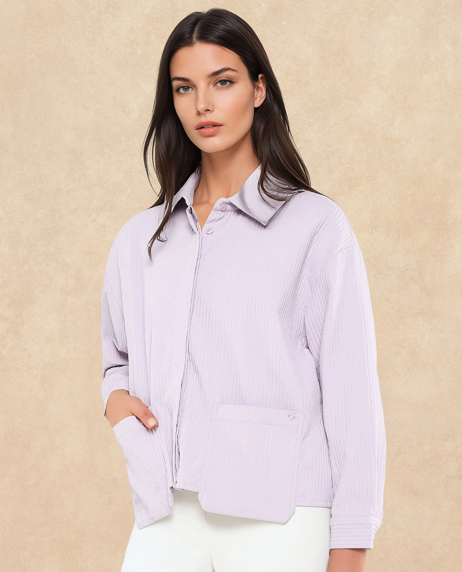 Rareism Women Albury Dusky Purple Plain Jacket