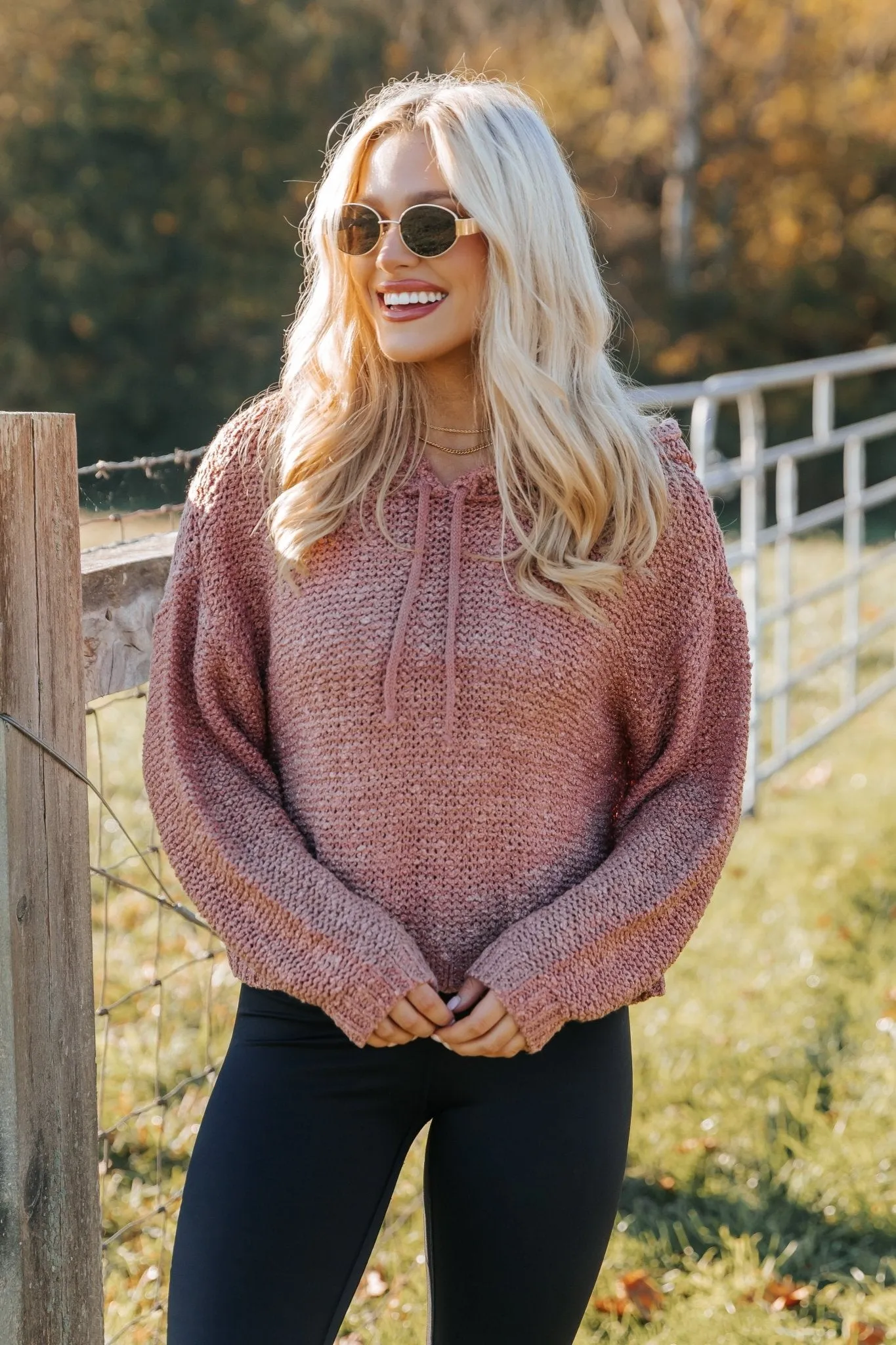 Rose Textured Hooded Sweater - FINAL SALE