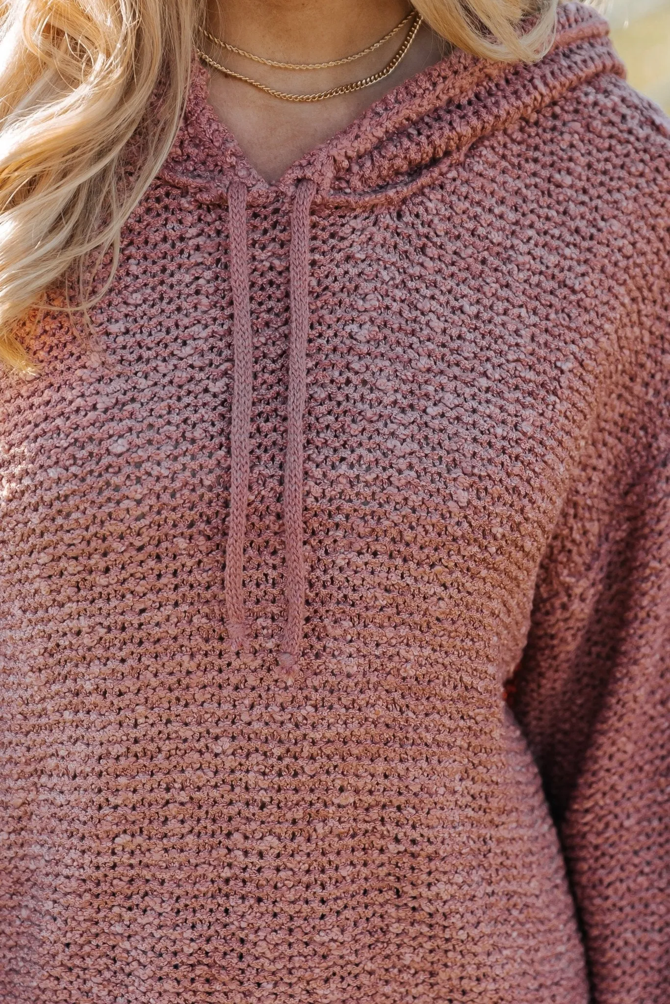 Rose Textured Hooded Sweater - FINAL SALE