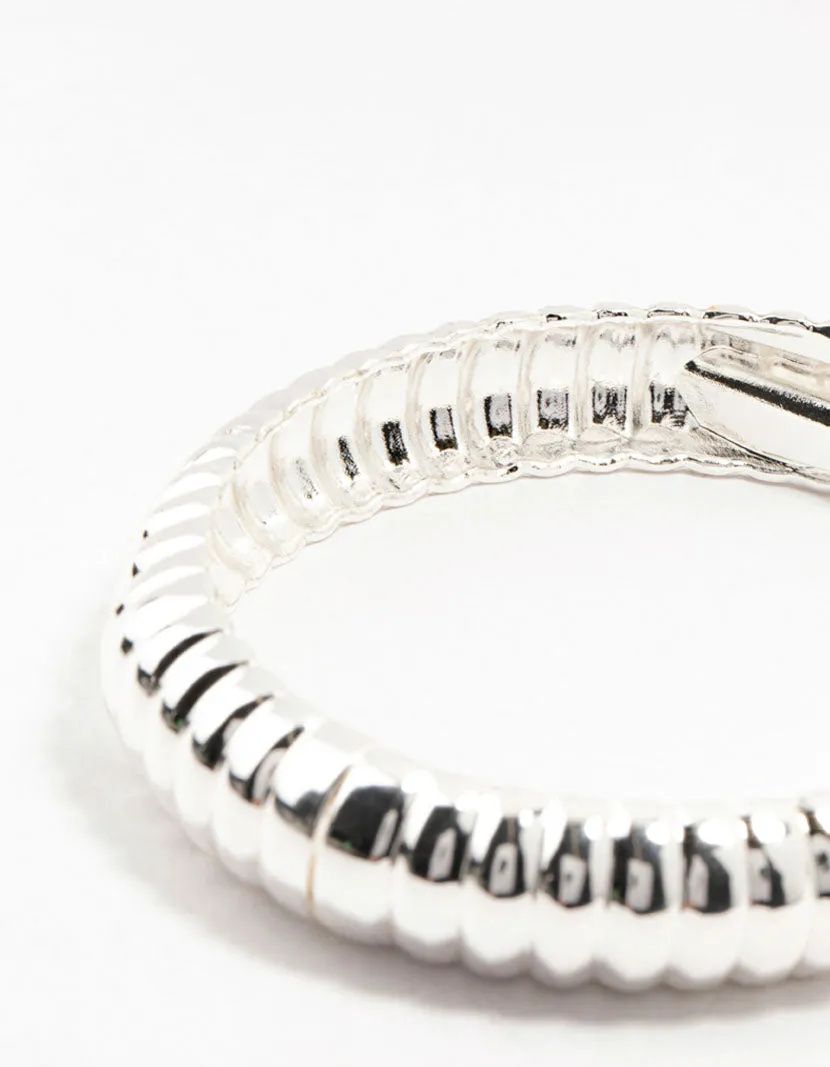 Small Silver Ribbed Wrist Cuff