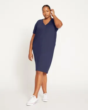 Teresa Liquid Jersey V-Neck Dress - Midnight