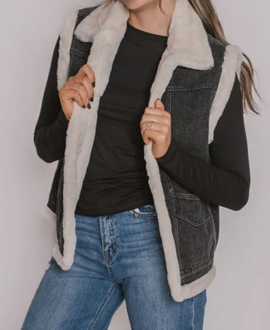 The Fur Lined Denim Vest