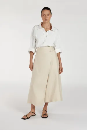 TOMMY SAND LINEN MIDI SKIRT