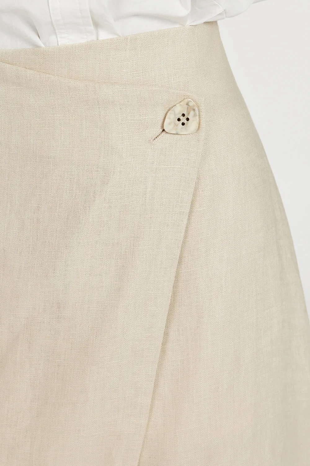 TOMMY SAND LINEN MIDI SKIRT