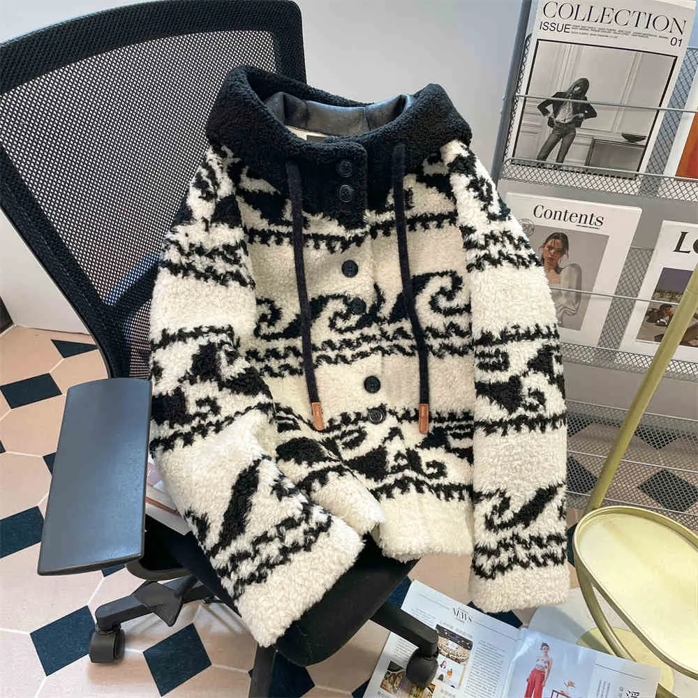 Wenkouban-y2k outfits Valentine's Day gift Women Lambswool Knit Sweater Jackets Spring Autumn Loose Hooded Coats Luxury Designer Lady Contrast Color Knitted Cardigans