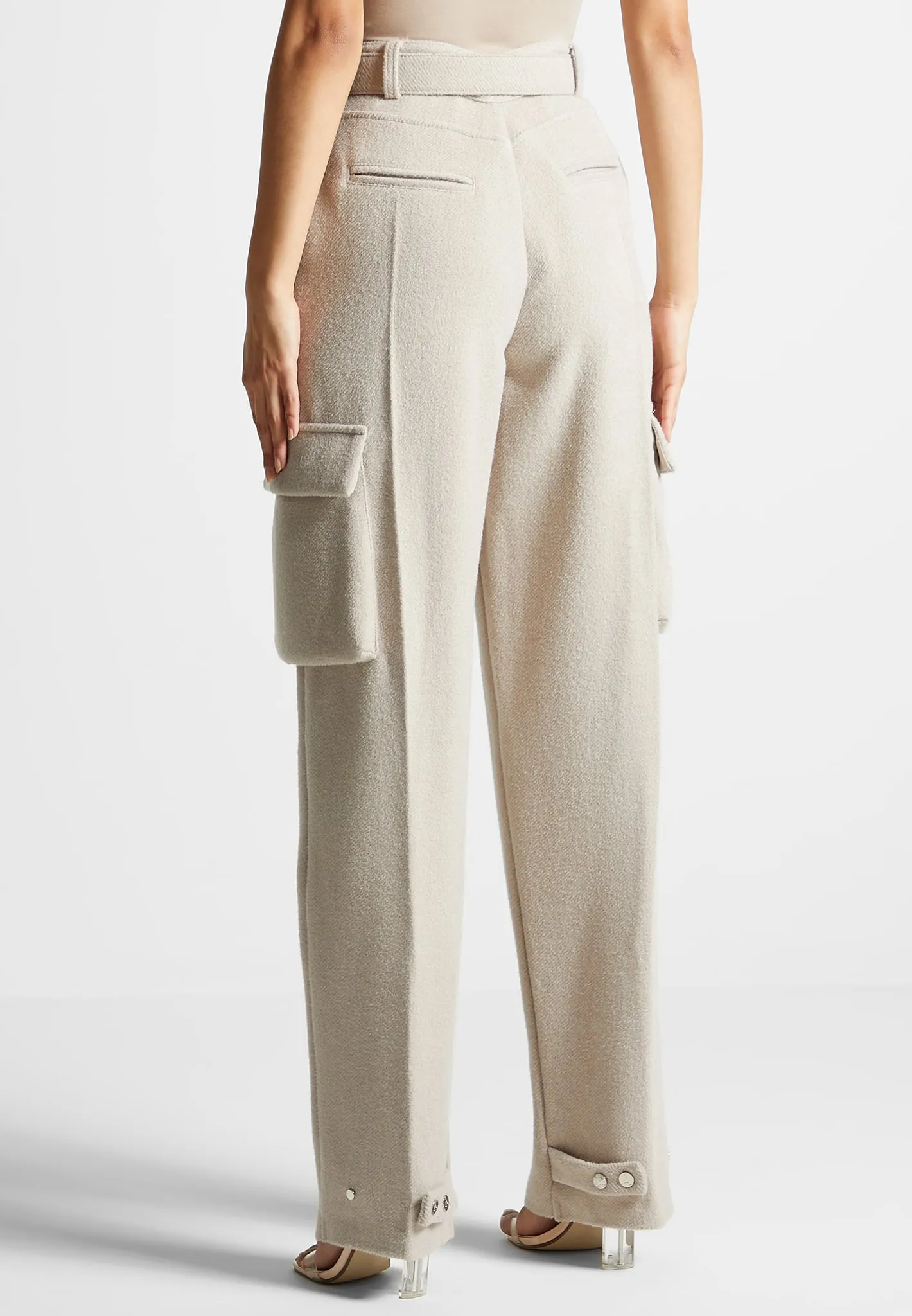 Wool Tailored Cargo Trousers - Beige